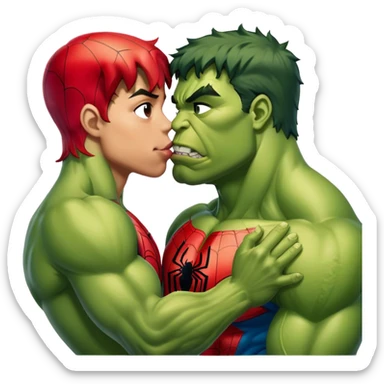 Spiderman kiss hulk sticker