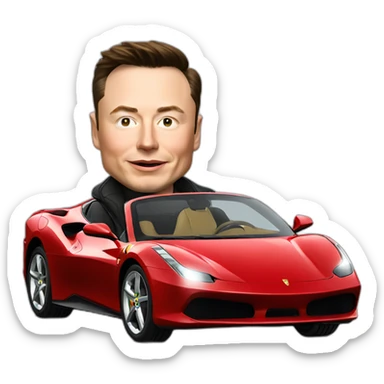 Elon musk driving a Ferrari sticker