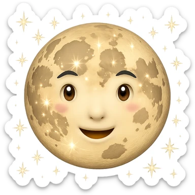 Add small stars around the full moon. Keep the background transparent. Maintain the original style and look of the full moon. sticker