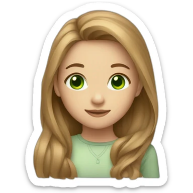 girl with long light brown hair and, green eyes  sticker
