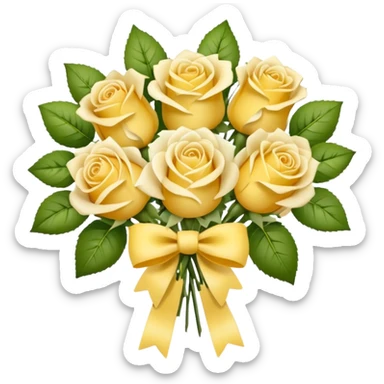 Light Bouquet With Yellow Roses And White Bow sticker