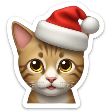 Gato con gorro navideño y paneton sticker