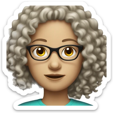 white skinned curly hair female with glasses  sticker