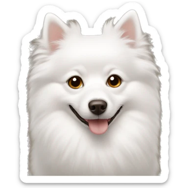 white spitz with brown eyes lies sticker