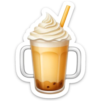 Cheese tea with frothy cream cheese topping and straw sticker