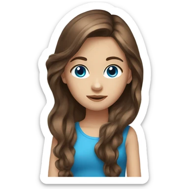 Long brown hair blue eyes girl sticker