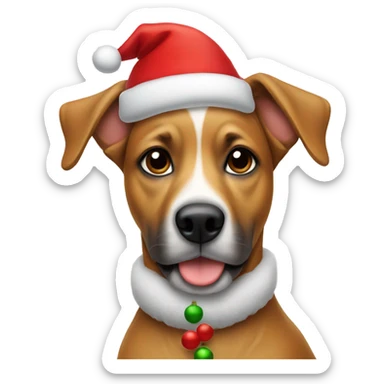 Dog wearing a Christmas hat sticker