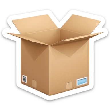 Generate a realistic emoji-style icon of the an open package which is empty and air is coming out of it. Out of the package air is coming out of it and the package is empty from the inside sticker