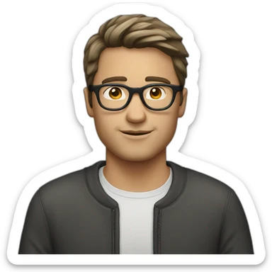 white-male-brunette-black-round-glasses sticker