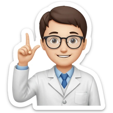 Nerd scientist emoji that with those 🤓👆🥼 that looks like an emoji not a bitmoji  sticker