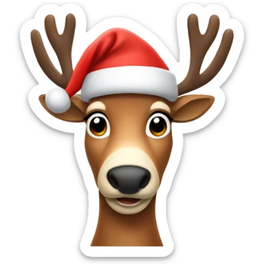 Reindeer with a Santa hat sticker