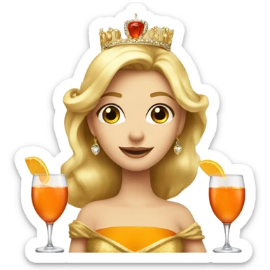 beautiful blond princess with crown in a golden dress drinking aperol sticker