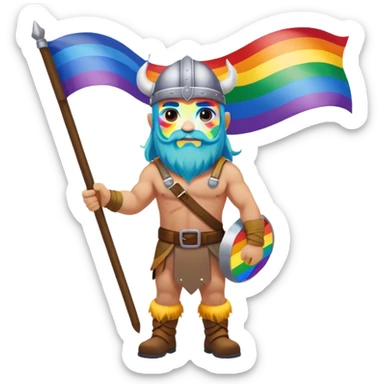 rainbow skin face and body road builder full body as a viking with rainbow flag sticker