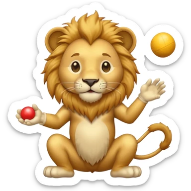 a Circus cute lion juggling two metal ball sticker