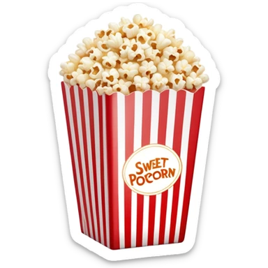 minimalist sweet popcorn in a red and white vertically striped package, simple clean design, fewer details sticker