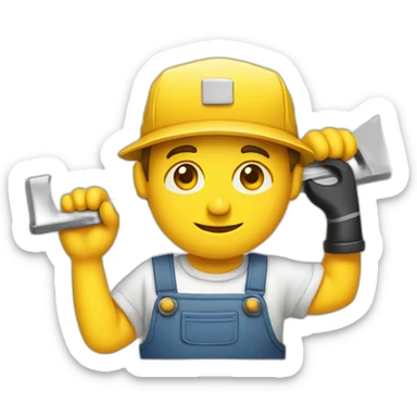 a Carpenter with yellow hat with a saw sticker