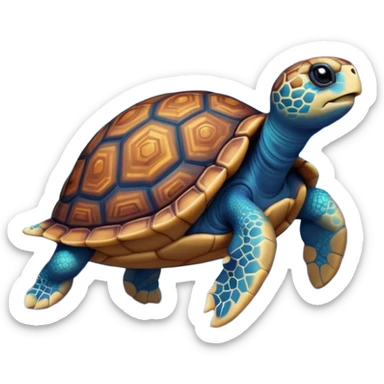 Quasar Turtle emoji – full body, massive cosmic turtle with glowing shell like a galaxy vortex, star patterns, slight side angle sticker