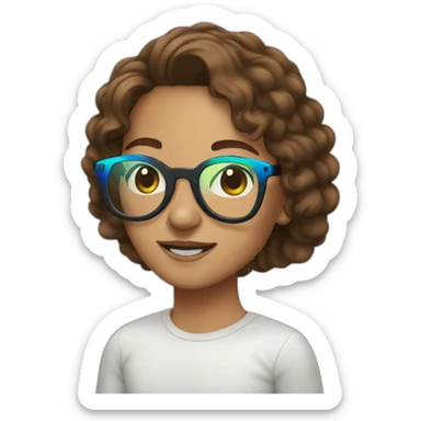 rainbow glasses brown hair sticker