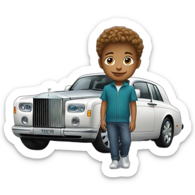 kid near rolls royce sticker