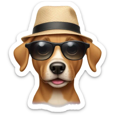 dog wearing a hat and sunglasses  sticker