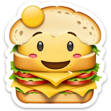 an emogi that thinks about eating a sandwitch sticker