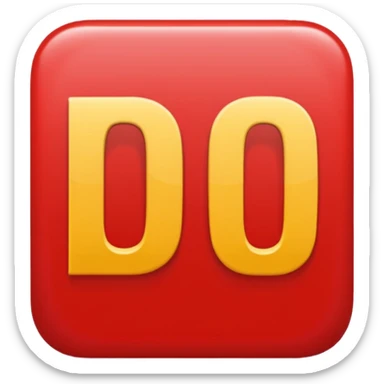 Letters “due” on a red square  sticker