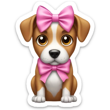 Dog with a pink bow sticker