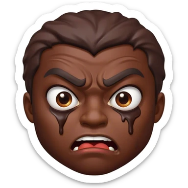 angry homeless black guy with chocolate all over his face  sticker