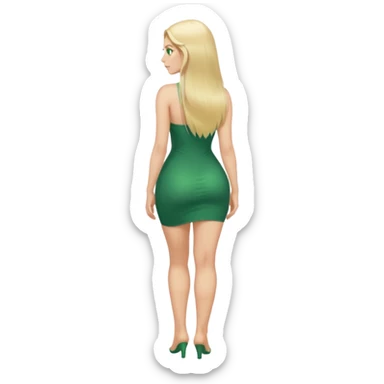 Naked woman long blonde hair green eyes full body looking back big butt  sticker
