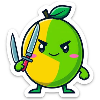 pink angry lemon with a knife sticker