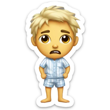 angry boy with pajamas on sticker