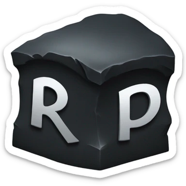 a black grave with the letters RIP on a silver  sticker