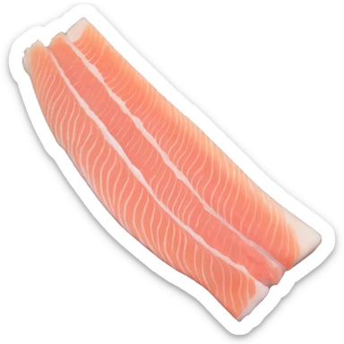 raw hake fillet, soft curved shape, pale white flesh, slightly translucent, fine muscle grain, clean cut, no skin or bones, clean 3D, soft lighting sticker