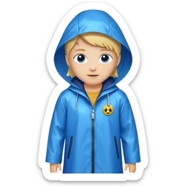 blue raincoat, just rain coat, negative: character. sticker