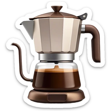 Cinematic Realistic Moka Pot Pop Culture Emoji, featuring an iconic Italian coffee maker rendered with classic charm and warm, inviting lighting. sticker