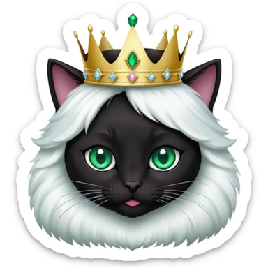 black cat wearing a princess crown  sticker