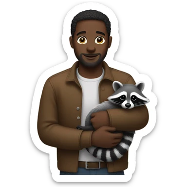 black guy holding a raccoon sticker