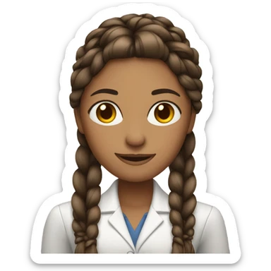 business woman long straight brown hair braid sticker