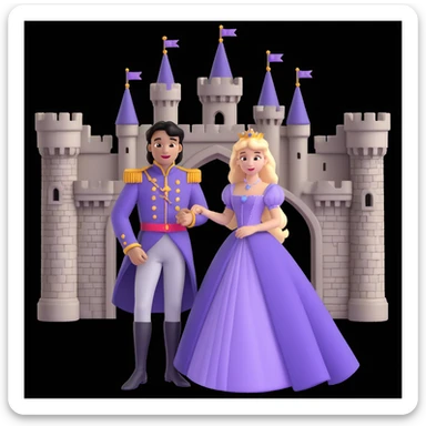 prince and princess disny dress close up photo in castle sticker