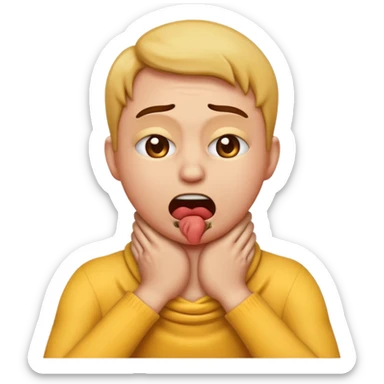 Create an emoji choking with hands on neck sticker