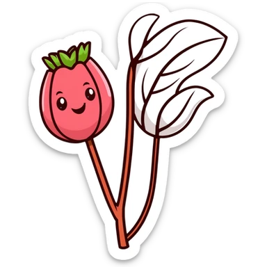 cartoon rhubarb with smiling face, bright colors sticker