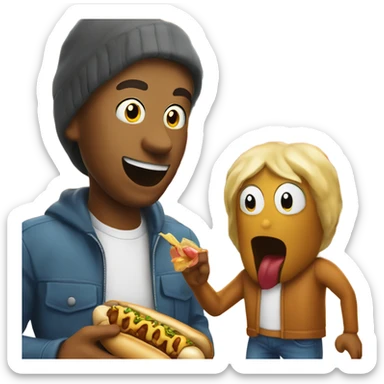 Sucking on chili dogs outside the tasty freeze sticker