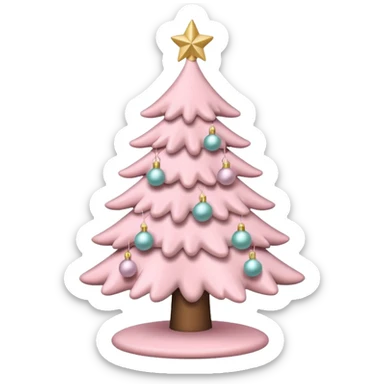 pastel pink christmas tree sticker