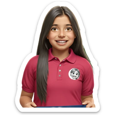 smiling girl in polo shirt sticker