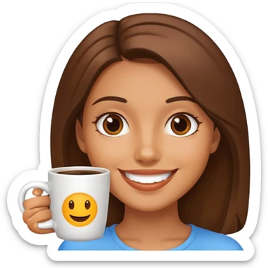 smiling girl with coffee mug sticker