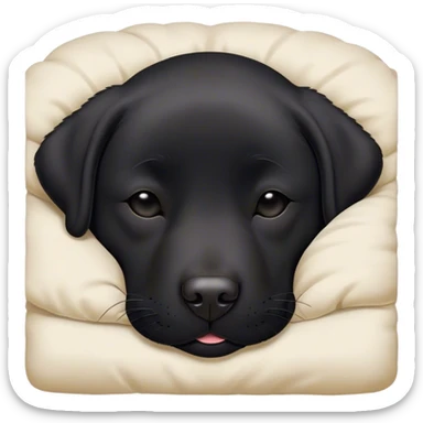 Meme-Worthy Cute Sleeping Black Labrador Portrait Emoji, Head resting peacefully with a contented smile, showcasing a delightfully robust build and a luxuriously soft black Fur, eyes shut in a serene nap, Simplified yet hilariously adorable features, highly detailed, glowing with a soft, drowsy light, high shine, relaxed and utterly lovable, stylized with an air of playful laziness, bright and heartwarming, soft glowing outline, capturing the essence of a comically sleepy companion, so meme-worthy it feels like it could instantly become the next viral sensation of adorable slumber! sticker