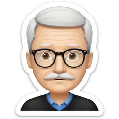 Old white man with black short hair and glasses with white mustache  sticker