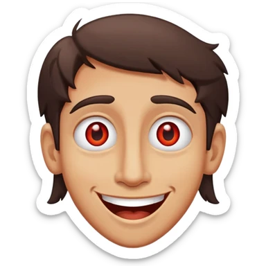 Happy face with half-lidded eyes, relaxed goofy smile, and slightly red eyes, looking high or stoned sticker