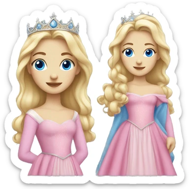 Blonde princess with blue eyes and pink princess dress sticker