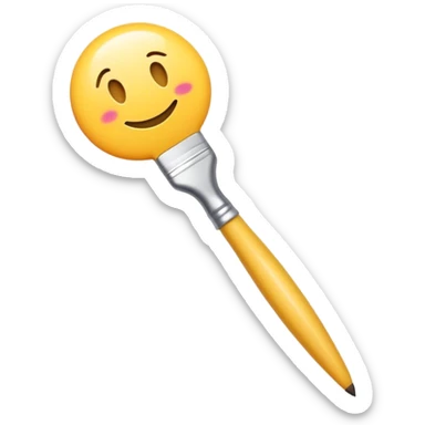 A digital paintbrush hovering in the air, drawing an incomplete emoji with smooth, sketch-like lines. Tiny sparkles and creative energy flow from the brush, giving the sense of creation. Minimalist, clean, and modern digital illustration, perfect for an empty state UI. sticker
